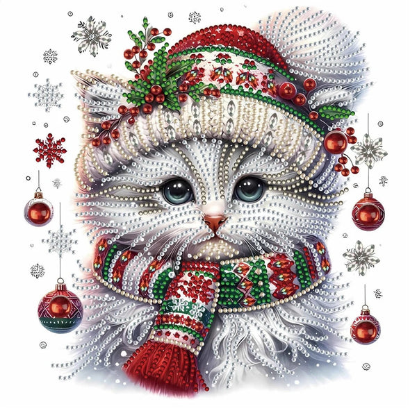 Syntego 5D DIY Christmas Kitten Diamond Art Painting for Adults 30cm x 30cm Crystal Embroidery Rhinestone Canvas by Numbers