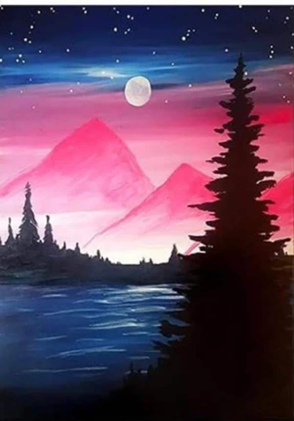 5D DIY Pink Mountains Diamond Painting Kit  30cm x 40cm