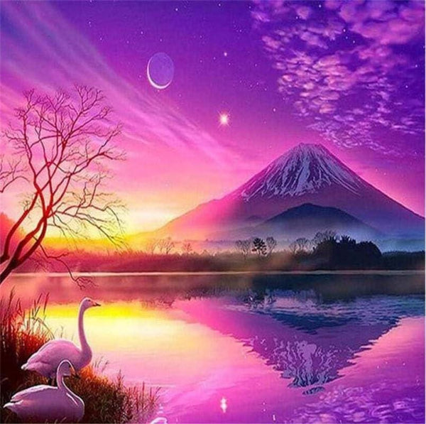 5D DIY Sunset Mountains Diamond Painting Kit  30cm x 40cm