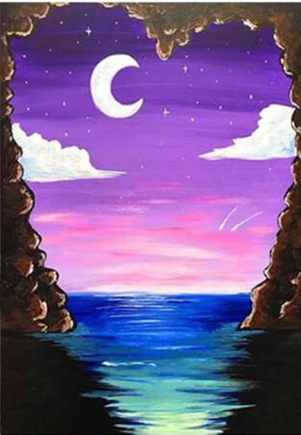 5D DIY Mystical Moon and Clouds Diamond Painting Kit  30cm x 40cm