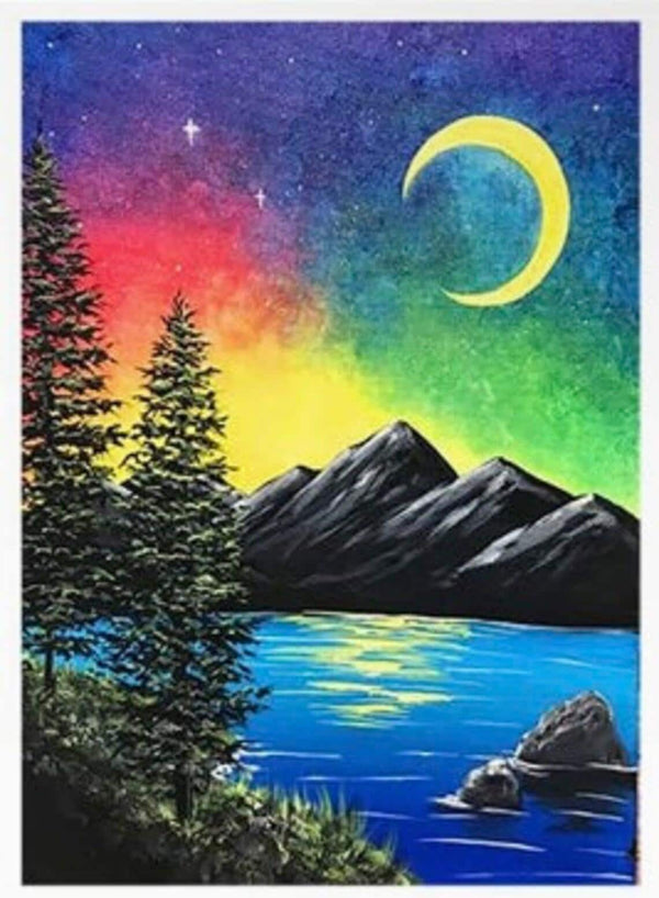 5D DIY Moon and Mountains Diamond Painting Kit  30cm x 40cm