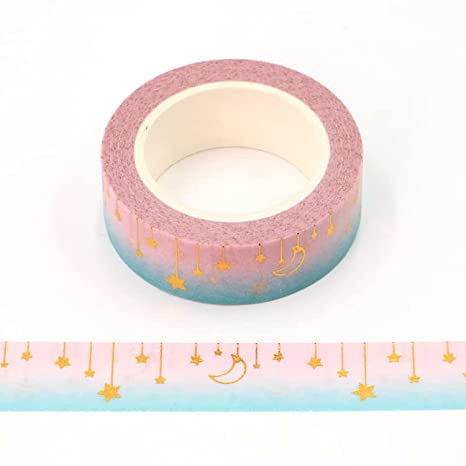 Hanging Gold Foil Moon and Stars Washi Tape Decorative Tape 15mm x 10m