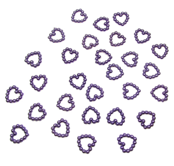 Purple Pearl Heart Shape Bead Double Sided 11mm. Pack of 50 Beads