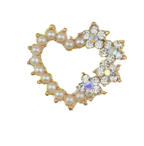 10 Pearl & Diamante Heart set in Rose Gold Embellishment - Limited Edition