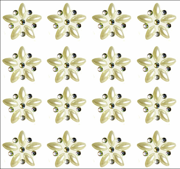 Luni Mini Pearl & AB Crystal Self Adhesive Flowers 24 per sheet