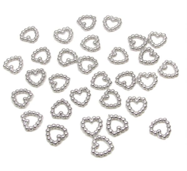 Silver Pearl Heart Shape Bead Double Sided 11mm. Pack of 50 Beads