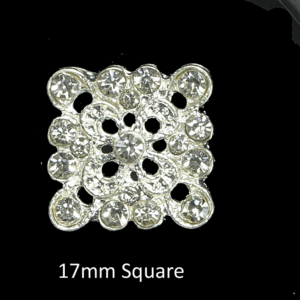 10 Filigree Square Diamante Embellishment approx 1.6cm