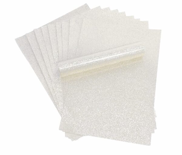 Pure White A4 Glitter Paper Soft Touch Non Shed 100gsm Pack of 10 Sheets