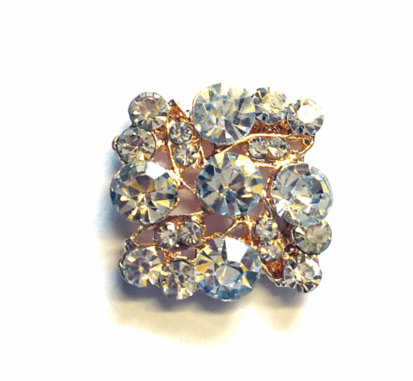 10 Square Rose Gold & Diamante Embellishments approx 2cm