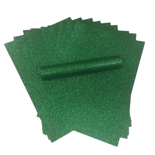 Green Glitter A4 Card Soft Touch Non Shed 250gsm Pack of 10 Sheets