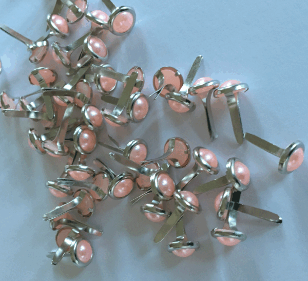 50 Round Pearl Brads Pale Pink 8mm x 12mm