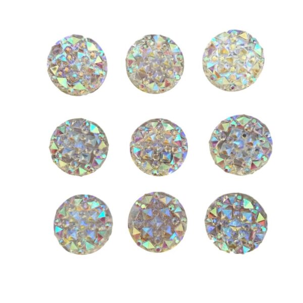 40 Round Gems 12mm Clear AB Flat Back Quality Resin Embellishments