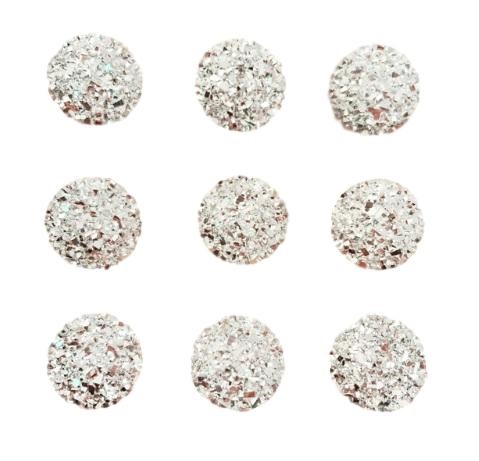 40 Round Silver Gems 12mm Flat Back Quality Resin Embellishments