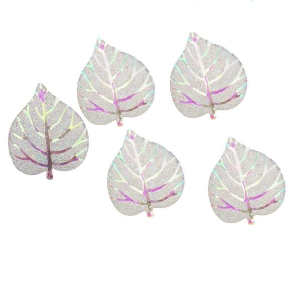 Rainbow Sparkle leaf resin embellishments