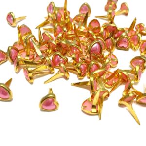 50 HEART Pearl Brads Pale Pink SET IN GOLD 6mm x 7mm