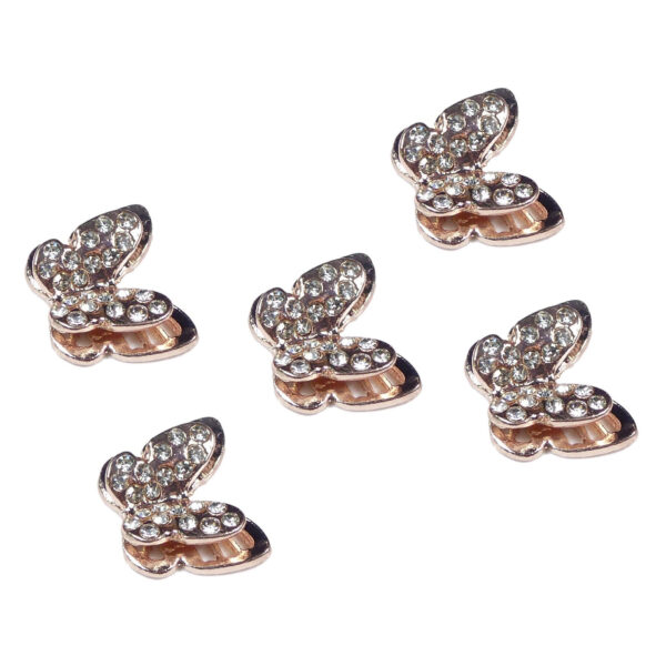5 Rose Gold Butterfly Decorative Flatback Diamante Embellishments
