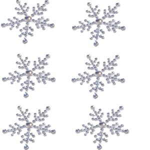 6 x Snowflake Embellishments Sparkly Resin Rhinestone Self Adhesive