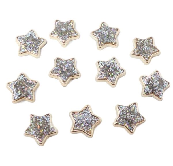 25pcs Gold Resin Stars Filled with Iridescent Glitter Sparkle Dots Flat Back Embellishments