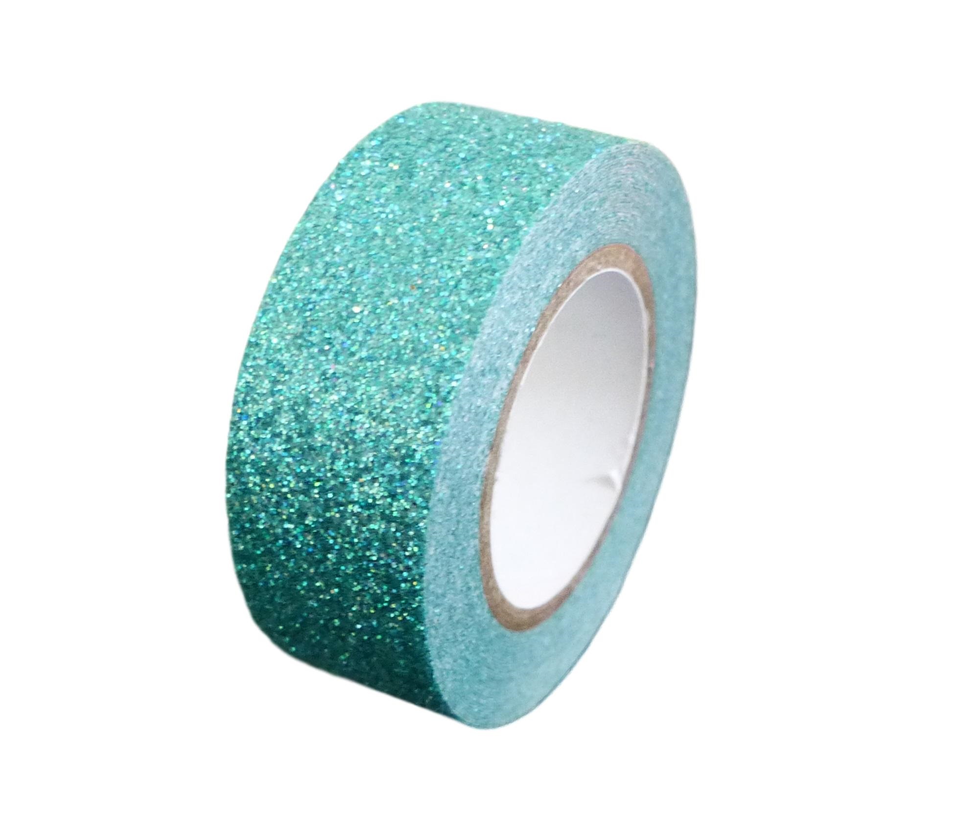 Turquoise Glitter Washi Tape Decorative Masking Self Adhesive - Syntego