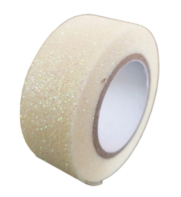Iridescent White Glitter Washi Tape Decorative Masking Self Adhesive