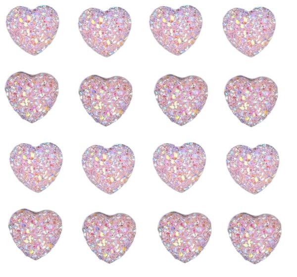 40pcs AB Pink Rainbow Heart Resin 12mm Crystals Diamante Rhinestones