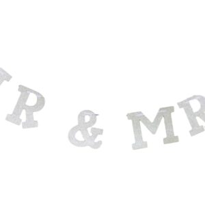 Mr & Mrs Silver Glitter Banner / Bunting For Weddings