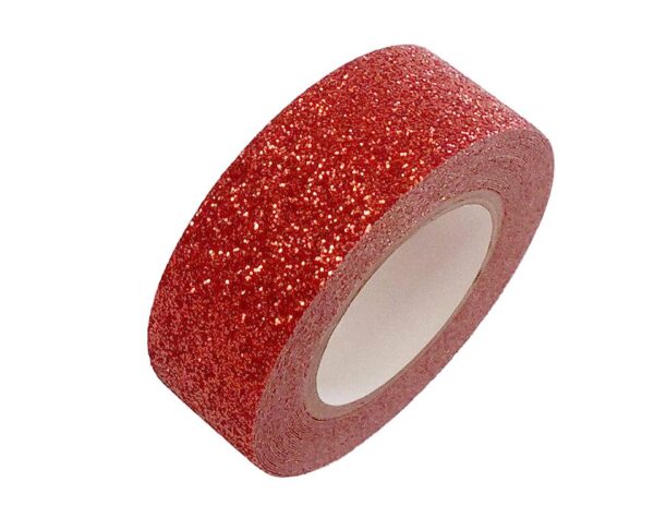 Red Glitter Washi Tape Decorative Masking Self Adhesive