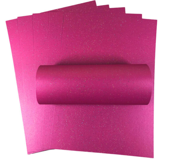 10 Sheets A4 Brilliant Rose Pink Iridescent Sparkle Card Quality 300gsm