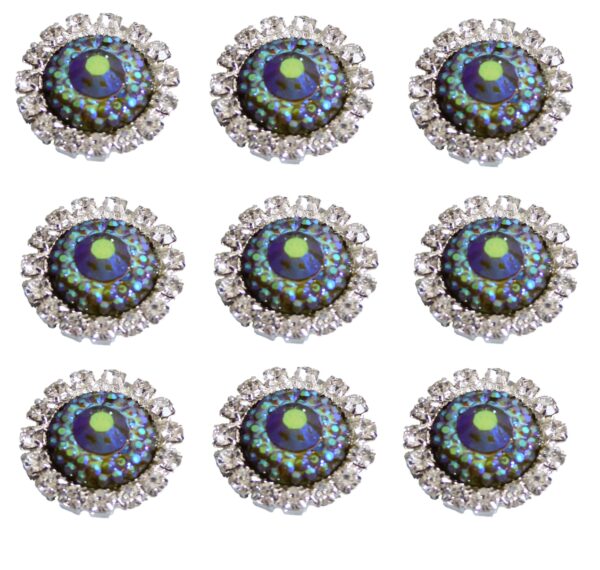 10 Diamante and Blue ab Resin Embellishments Grade A Rhinestones