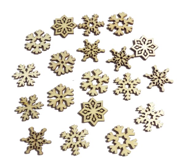 100pcs Rustic Wooden Christmas Snowflakes Confetti Embellishments for Crafting Decoration