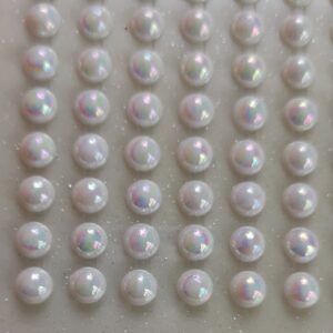 200 White AB Round Pearls 6mm Flat Backed Round Self Adhesive Beads