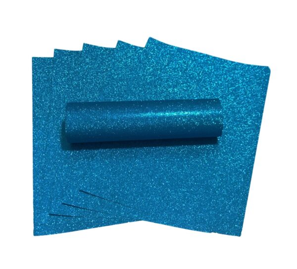 A4 Teal Blue Glitter Paper Soft Touch Non Shed 100gsm Pack of 10 Sheets
