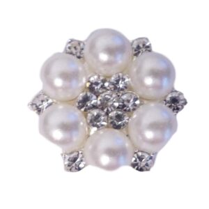 10 Ivory Pearl and Diamante Round Cluster Embellishments Grade A Rhinestones