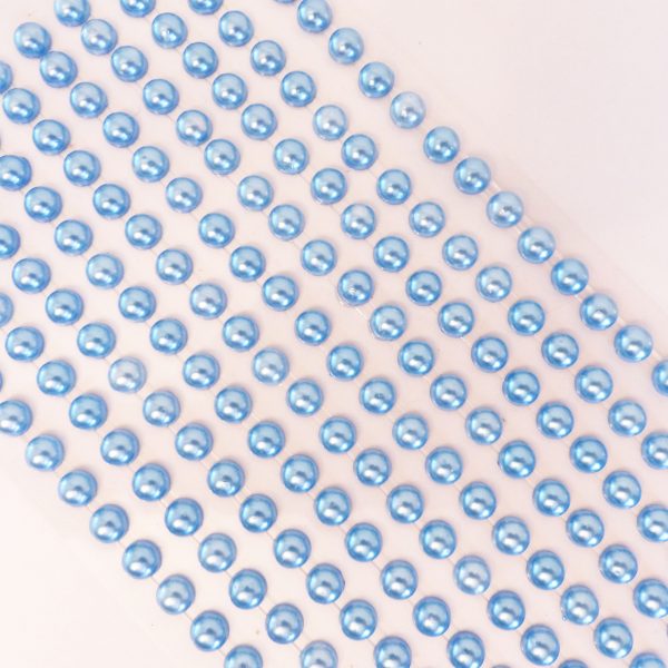 200 BLUE Round Pearls 6mm Flat Backed Round Self Adhesive Beads