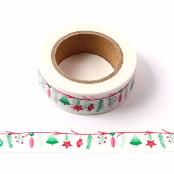 Christmas Washi Tape White With Colourful Red and Green Theme