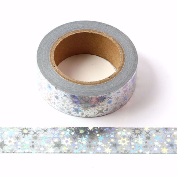 Holographic Stars Silver Foil Washi Tape