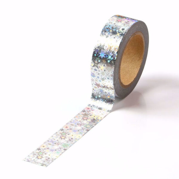 Holographic Stars Silver Foil Washi Tape