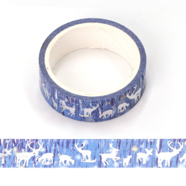 Aurora and Silver Foil Reindeer Christmas Washi Tape