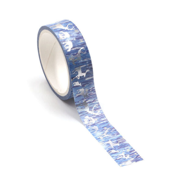 Aurora and Silver Foil Reindeer Christmas Washi Tape
