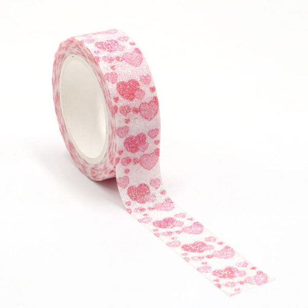 Sparkly Valentines Red and Pink Hearts Glitter Washi Tape
