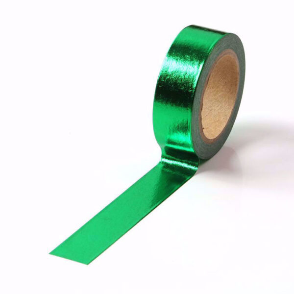 Green Foil Washi Tape Decorative Self Adhesive Masking Tape 15mm x 10m
