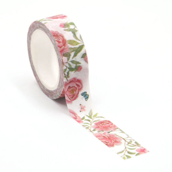 Butterflies and Flowers Frosted Washi Tape 15mm x 5m
