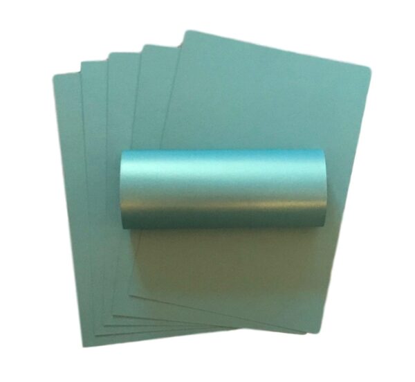10 Sheets Turquoise Green With Gold Shimmer A4 Pearlescent Sided Card 300gsm