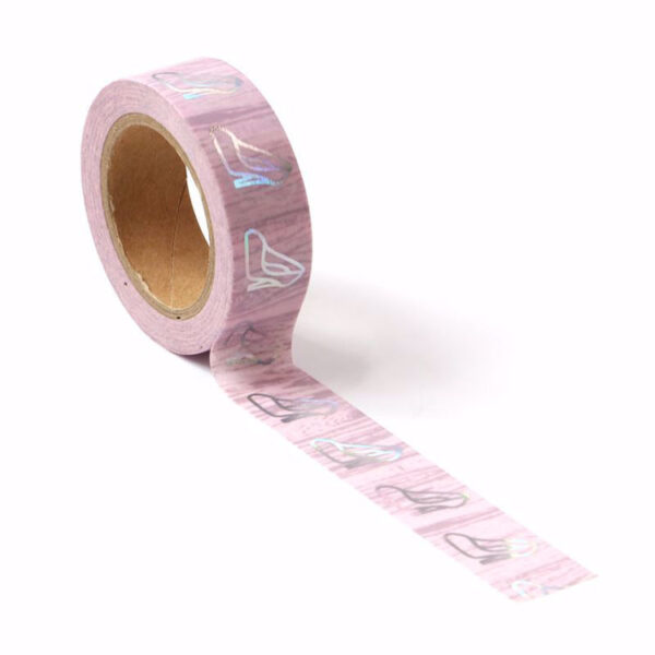 High Heels Pink Fashion Washi Tape Silver Holgographic Foil Decorative Tape 15mm x 10m