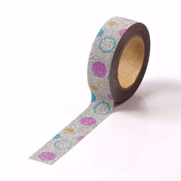 Silver Glitter Bubble Washi Tape Decorative Tape 15mm x 10m