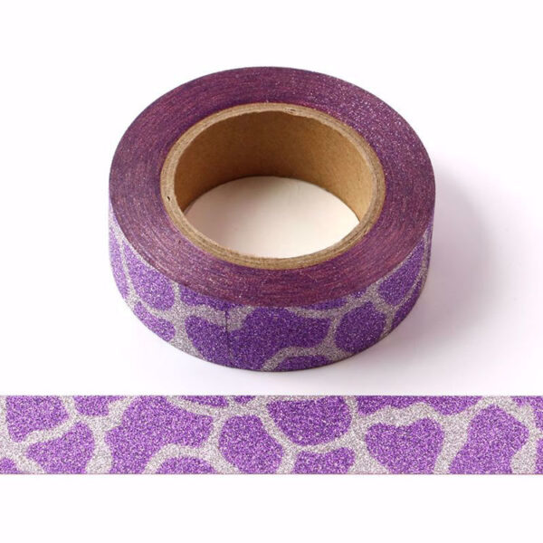 Purple and Silver Pattern Glitter Washi Tape Decorative Tape 15mm x 10m
