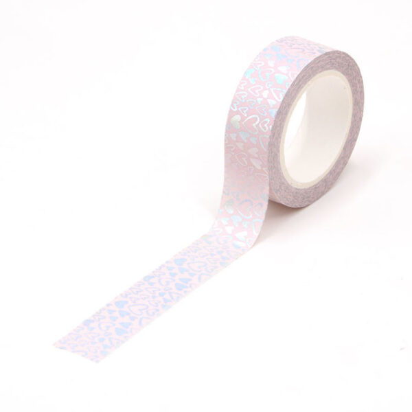 Holographic Colour Changing Silver Love Hearts Washi Tape