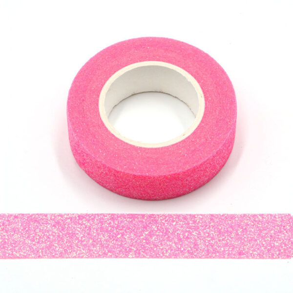 Bright Pink Decorative Glitter Washi Tape Non Shed 15mm x 5m