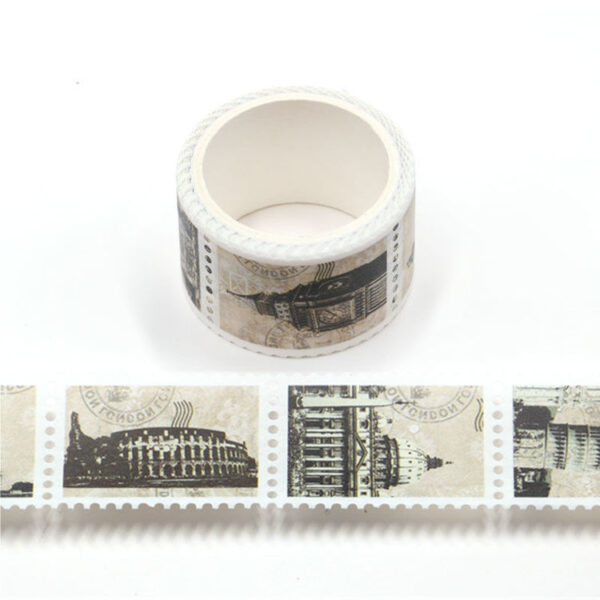 Famous Land Marks Architecture Postage Stamp Washi Tape 25mm x 3m