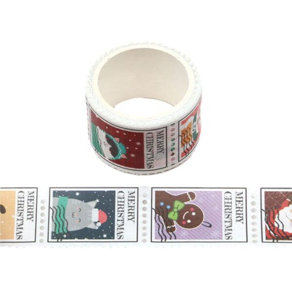 Cute Christmas Design Postage Stamp Washi Tape Stickers 25mm x 3m